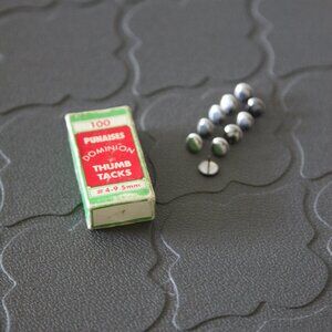 Vintage Dominion Stainless Steel Thumb-Tacks. Set of Ten.